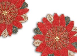 Set Of Beads Placemat poinsettia Floral Tablemat Designer Charger Plate ... - $67.50+