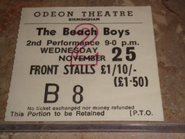 THE BEACH BOYS 1970 CONCERT TICKET STUB BIRMINGHAM ODEON THEATRE BRIAN W... - £23.52 GBP