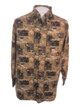 Michael Autin vtg Men camo shirt l/s p2p 26.5&quot; XL bird hunting pheasant cotton - £27.58 GBP