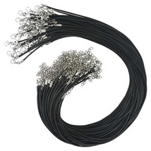 50 Pcs Black Waxed Necklace Cord 2Mm Waxed Leather Cord Rope With A Lobster Claw - £10.20 GBP