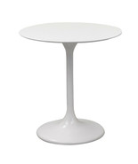 28&quot; Round White Pedestal Stem Tulip Dining Table Lacquered Chip Resist. ... - $454.89