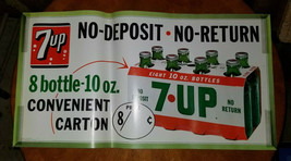 1960s 7UP Soda no returns Paper Window Banner SIGN Original Advertising ... - $82.87