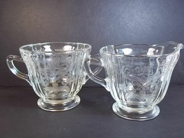 Indiana glass Recollection clear creamer &amp; sugar molded Federal - £8.19 GBP
