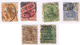 Stamps Germany Deutsches Reich Germania 1905 6 Values - £5.70 GBP
