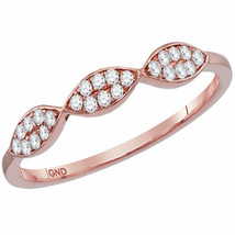 14kt Rose Gold Womens Round Diamond Oval Stackable Band Ring 1/8 Cttw - £184.05 GBP