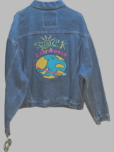 Rock Our World AP Vintage 90s Blue Denim Jeans Sport Trucker Jacket L Tag New - $40.32