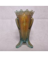 Rare Northwood Daisy &amp; Drape Vase Aqua Opalescent 3 Footed Carnival Glas... - £194.44 GBP