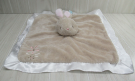 Douglas Baby tan bunny rabbit SNUGGLER security blanket pink brown flowers satin - £7.90 GBP