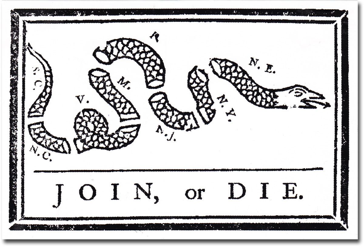 Join or Die - 4&quot; x 6&quot; Decal - $2.10