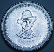 India 5 Rupees, 2007 Gem Unc~Shaheed Bhagat Singh 100th Anniv of Birth~S... - $10.77