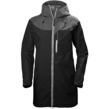 Womens Helly Hansen Black Grey Long Rain Coat Jacket XL Extra Large - £241.10 GBP