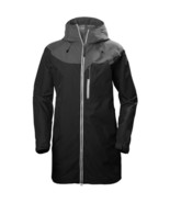 Womens Helly Hansen Black Grey Long Rain Coat Jacket XL Extra Large - £239.79 GBP