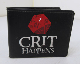 ThinkGeek &#39;Crit Happens&#39; Dungeons &amp; Dragons Black Pleather Wallet Buckle Down - £11.83 GBP