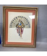 Woman With Peacock Feathers Framed Art - 23x19.5” - $34.71 CAD