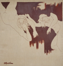 Vintage &amp; Original EUGENE MASSIN - Two Women - Nude Art Large Painting Florida - £2,968.37 GBP