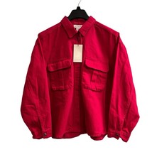 If It Were Me Denim Jacket Womens L Fuchsia Oversized Shacket Shirt Outdoor - $25.86