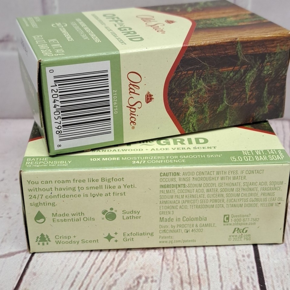 2 Old Spice Off The Grid Sandalwood & Aloe Vera Bar Soap 5oz Each  Discontinued Item image 3