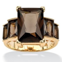 Womens 18K Gold Over Sterling Silver Smoky Quartz Ring Size 7 8 9 10 11 12 - £159.86 GBP