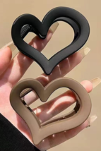 Black Simple Frosted Heart Shaped Hair Claw Clip - $1.88