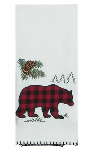 New Kay Dee Designs Lodge Cabin Woodland Bear Cotton Towel Embroidered Pine Cone - £12.30 GBP