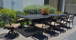 11 piece aluminum outdoor dining set rectangle Santa Clara extension table 132&quot; - £3,951.54 GBP