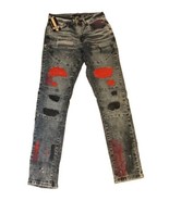Denim Stretchy Slim Straight Leg Jean With Red Strips W30 L-Regular - £16.15 GBP