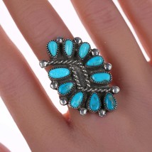 sz7.5 Large Zuni silver and turquoise cluster ring - $183.15