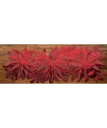 Christmas Decor Red Poinsettia &amp; Holly Lazer-Cut Vinyl Table Runner 37 x... - €10,99 EUR