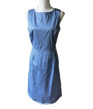 Brooks Brothers Size 10 Sleeveless Dress Stretch Cotton Spandex Blue Lined - £19.77 GBP