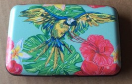RFID credit card protection case armor wallet Flying Macaw parrot bird 7146 - $167.21 MXN