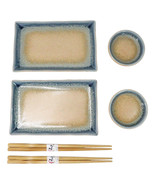 Ao Nagashi Porcelain Sushi Plates Sauce Dishes Chopsticks Dinnerware Set... - €25,68 EUR
