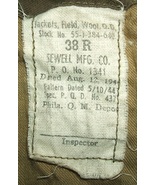 US Army M-1944 "Ike" Field Jacket 38R, Sewell Mfg 12 Aug 1944, NICE SHAPE! - $75.00