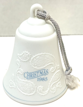Vintage 1985 Hallmark Christmas Mother and Dad White Bell Ornament 3.25 in - £8.29 GBP
