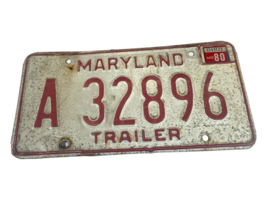 Vintage Maryland License Plate MD #  A 32896 Trailer Tag Distressed Retr... - $19.62