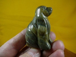 (Y-DOG-CS-702) COCKER SPANIEL dog TAN GRAY gemstone gem stone carving - $17.53