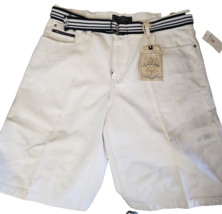 U.S. POLO ASSN. Men&#39;s Belted Casual Chino Shorts White Size 38 Navy/Wht Belt NWT - £18.56 GBP