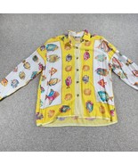 VTG Enara Camice Womens Tropical Fish Shirt M Yellow Long Sleeve Button ... - $20.32