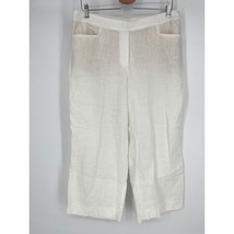 J.Jill Love Linen Cropped Wide Leg Pants Sz M White Vacation Resort Classic - £24.66 GBP