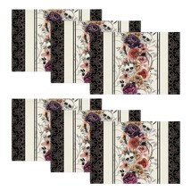 Roses Skulls Day Of The Dead Halloween Placemats Set Of 6, 12X18 Inch Silhouette - £25.69 GBP