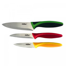3-Piece Kitchen Knife Set Chef Serrated Paring Utility Multicolor Sheath Tools - £31.31 GBP