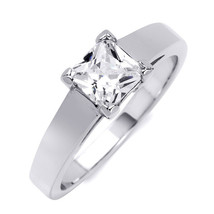 1.00 Carat Princess Cut Solitaire Ring Bridal Engagement Genuine Solid Silver - £41.01 GBP