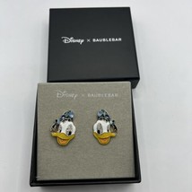 Disney x BaubleBar Gold Tone Donald Duck Blue Crystal Enamel Stud Earrings NIB - $20.95