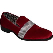 Men Formal shoes After midnight Velvet silver Crystal Slip on 6715 Red/Silver image 4