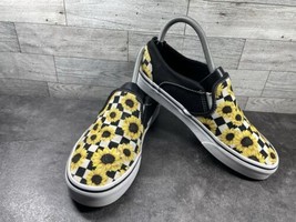 Vans Asher Sunflower Sneakers Women 7.5M Shoes Yellow Canvas Checkered Slip On - £28.54 GBP