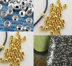 Crimp End Beads ROUND 2, 2.5 or 3MM 8 Plated Colors and Many Sizes - $2.96+