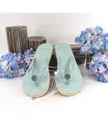 Tory Burch Mini Minnie Grey Mist Smoke Blue Rubber Flip Flop Sandals 6 NWT - $88.61