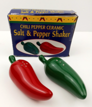 Giftco Red Hot and Green Chili Peppers Salt and Pepper Shakers Set - NOB - £8.89 GBP