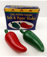 Giftco Red Hot and Green Chili Peppers Salt and Pepper Shakers Set - NOB - £8.82 GBP
