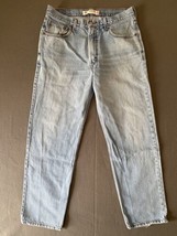 Levis 550 Jeans Mens 34x31 Blue Denim Whisker Relaxed DistressedTag 35x32 - $26.60