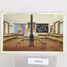 Old Camp School House Interior Valley Forge PA 1930s Linen Postcard - $13.44 CAD